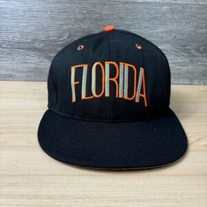 Vintage Florida Marlins Hat Cap Fitted 7 1/4 Black Wool Pro Model USA Made